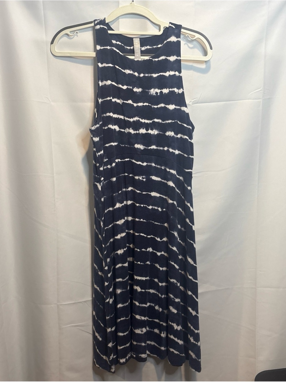 Athleta Navy and White Striped Tie-Dye Maxi Dress